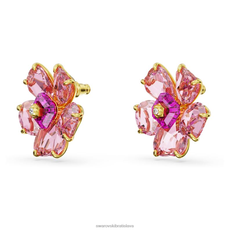 napichovacie náušnice florere kvet, ružový, pozlátený B8ZNT751 Swarovski šperky