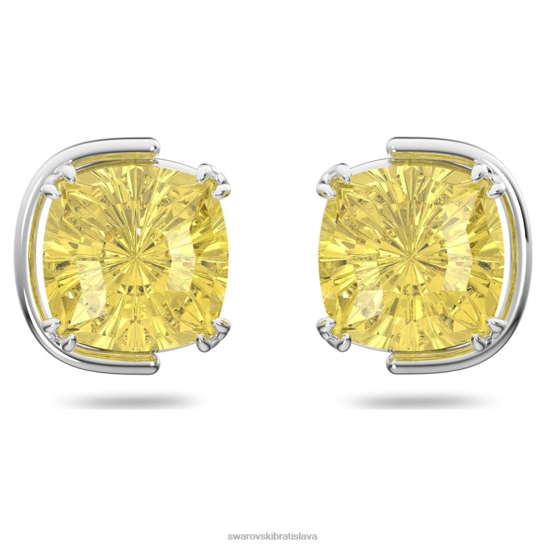 napichovacie náušnice harmonia vankúšový strih, žltý, rhodiovaný B8ZNT708 Swarovski šperky
