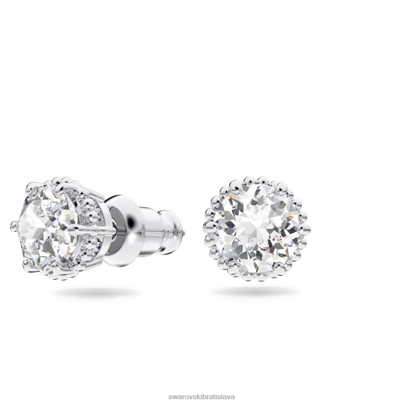 napichovacie náušnice okrúhleho strihu apríl, biely, rhodiovaný B8ZNT661 Swarovski šperky