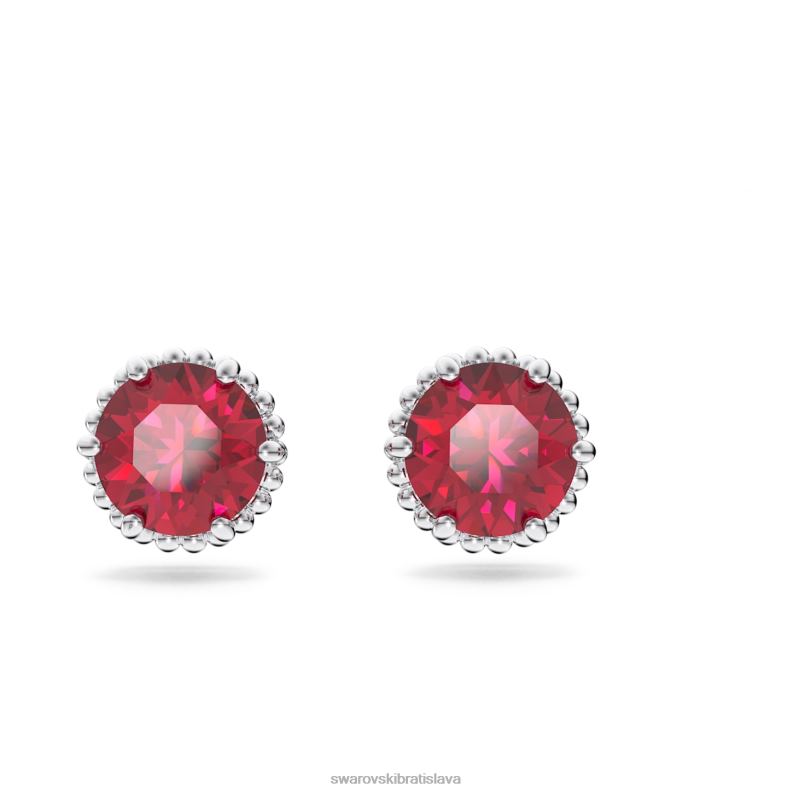 napichovacie náušnice okrúhleho strihu júlová, červená, rhodiovaná B8ZNT691 Swarovski šperky