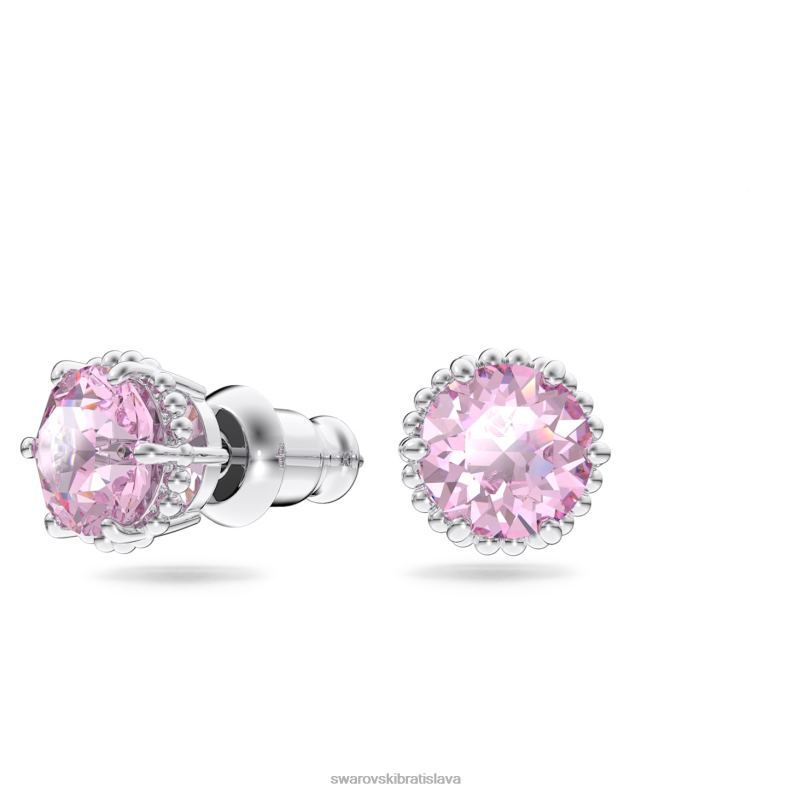 napichovacie náušnice okrúhleho strihu júnové, ružové, rhodiované B8ZNT667 Swarovski šperky