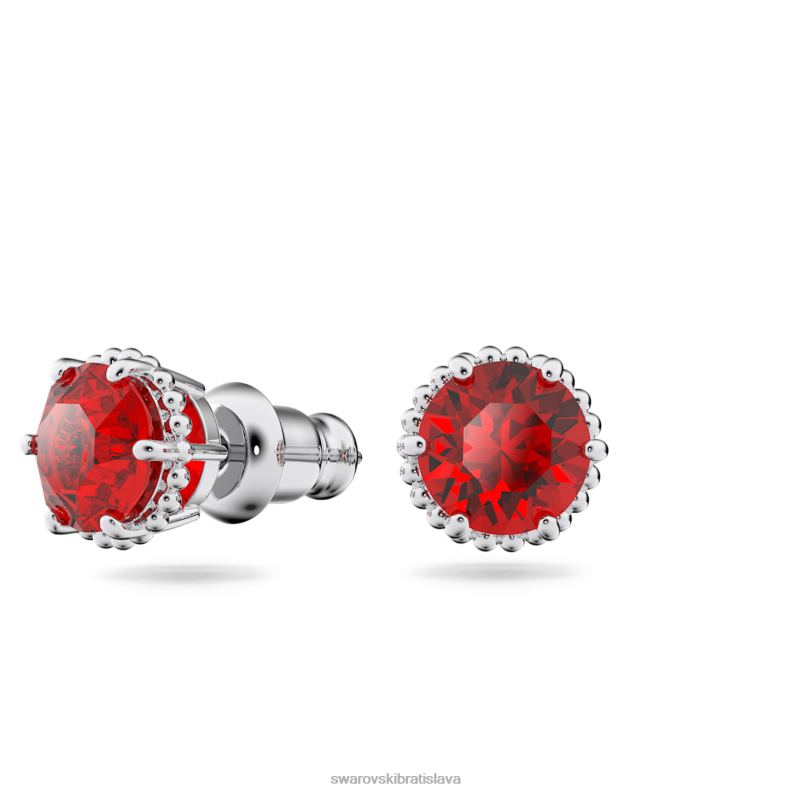 napichovacie náušnice okrúhleho strihu január, červená, rhodiovaná B8ZNT695 Swarovski šperky
