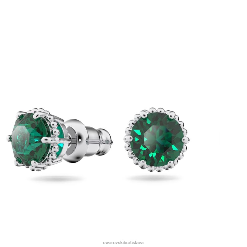 napichovacie náušnice okrúhleho strihu májová, zelená, rhodiovaná B8ZNT660 Swarovski šperky