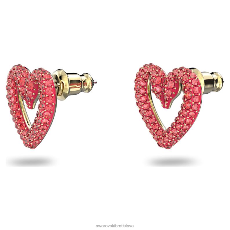 napichovacie náušnice srdce, červené, pozlátené B8ZNT699 Swarovski šperky