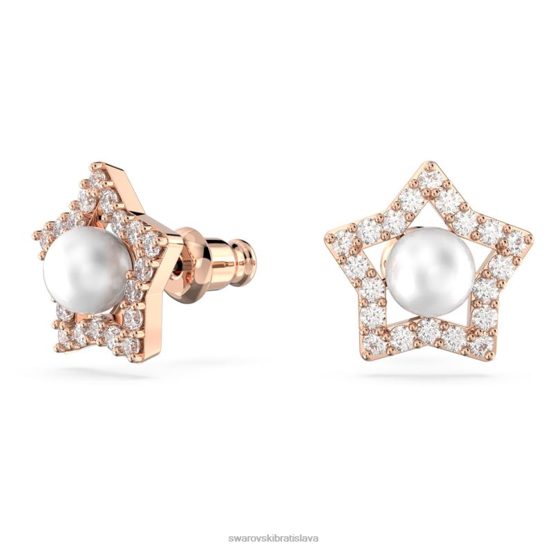 napichovacie náušnice stella okrúhly výbrus, hviezdicový, biely, pozlátený ružovým zlatom B8ZNT716 Swarovski šperky