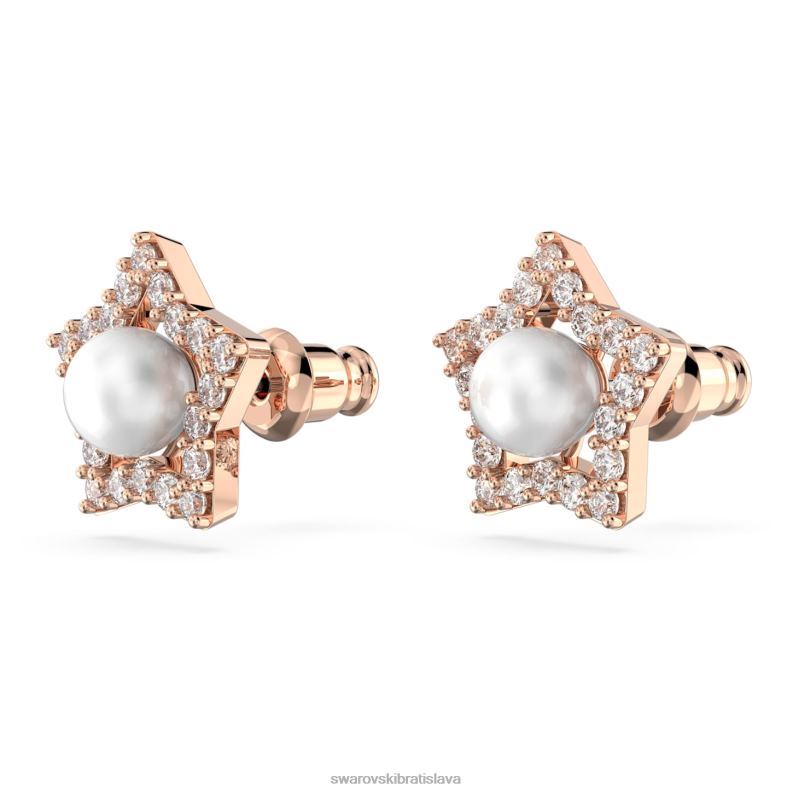 napichovacie náušnice stella okrúhly výbrus, hviezdicový, biely, pozlátený ružovým zlatom B8ZNT716 Swarovski šperky