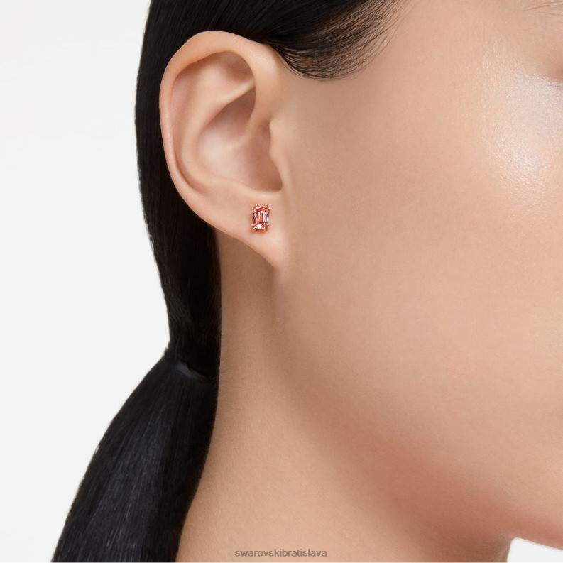 napichovacie náušnice stilla obdĺžnikový strih, ružové, pozlátené ružovým zlatom B8ZNT680 Swarovski šperky