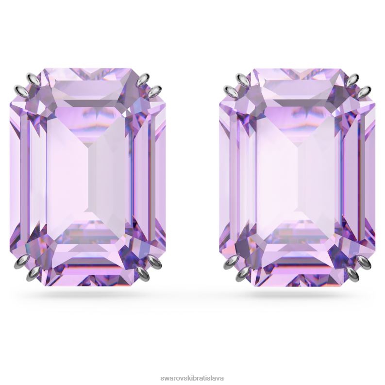 napichovacie náušnice tisícročia osemhranný výbrus, fialový, rhodiovaný B8ZNT675 Swarovski šperky