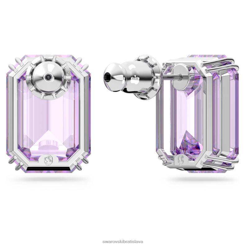 napichovacie náušnice tisícročia osemhranný výbrus, fialový, rhodiovaný B8ZNT675 Swarovski šperky