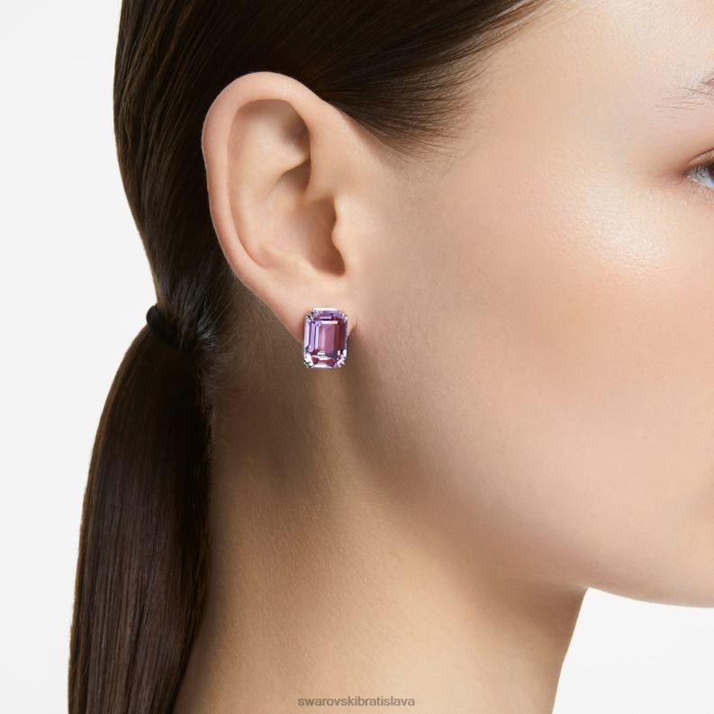 napichovacie náušnice tisícročia osemhranný výbrus, fialový, rhodiovaný B8ZNT753 Swarovski šperky