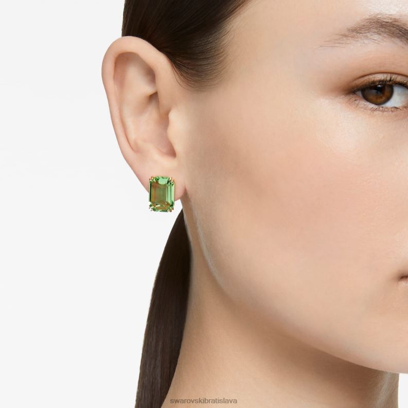 napichovacie náušnice tisícročia osemhranný výbrus, zelený, pozlátený B8ZNT688 Swarovski šperky