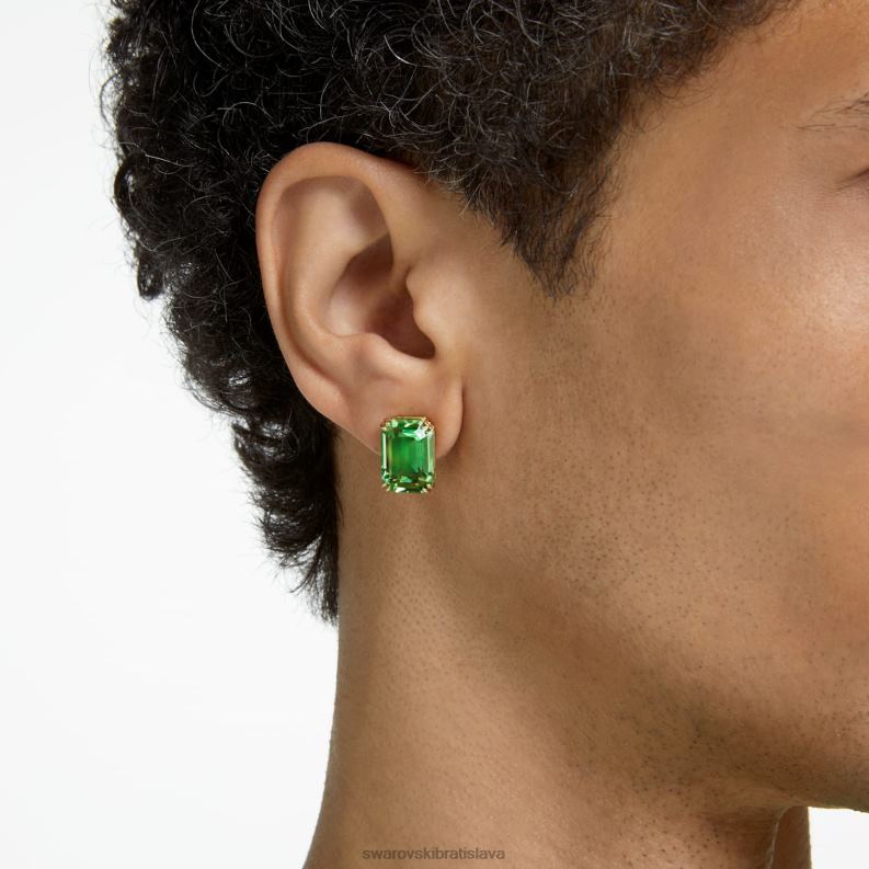 napichovacie náušnice tisícročia osemhranný výbrus, zelený, pozlátený B8ZNT688 Swarovski šperky