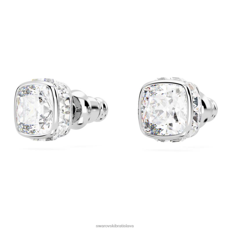 napichovacie náušnice štvorcového strihu apríl, biely, rhodiovaný B8ZNT728 Swarovski šperky