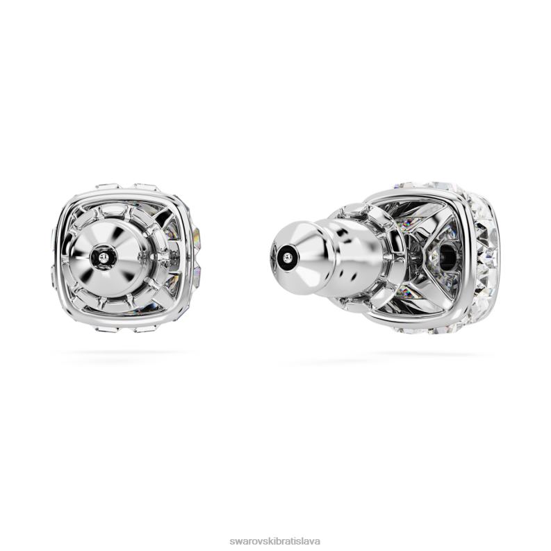 napichovacie náušnice štvorcového strihu apríl, biely, rhodiovaný B8ZNT728 Swarovski šperky