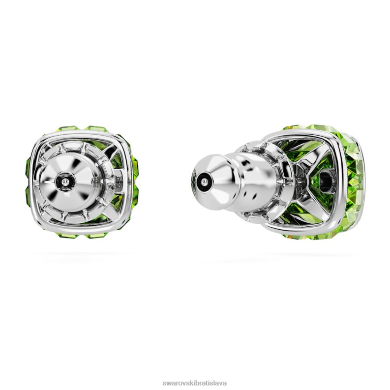 napichovacie náušnice štvorcového strihu august, zelená, rhodiovaná B8ZNT727 Swarovski šperky