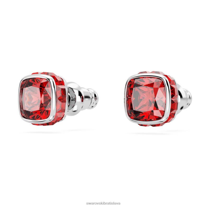 napichovacie náušnice štvorcového strihu júlová, červená, rhodiovaná B8ZNT726 Swarovski šperky