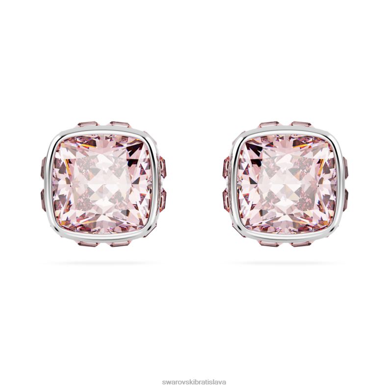 napichovacie náušnice štvorcového strihu júnové, ružové, rhodiované B8ZNT733 Swarovski šperky