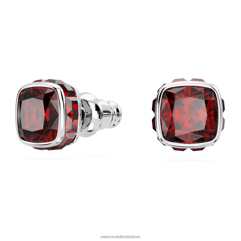 napichovacie náušnice štvorcového strihu január, červená, rhodiovaná B8ZNT734 Swarovski šperky