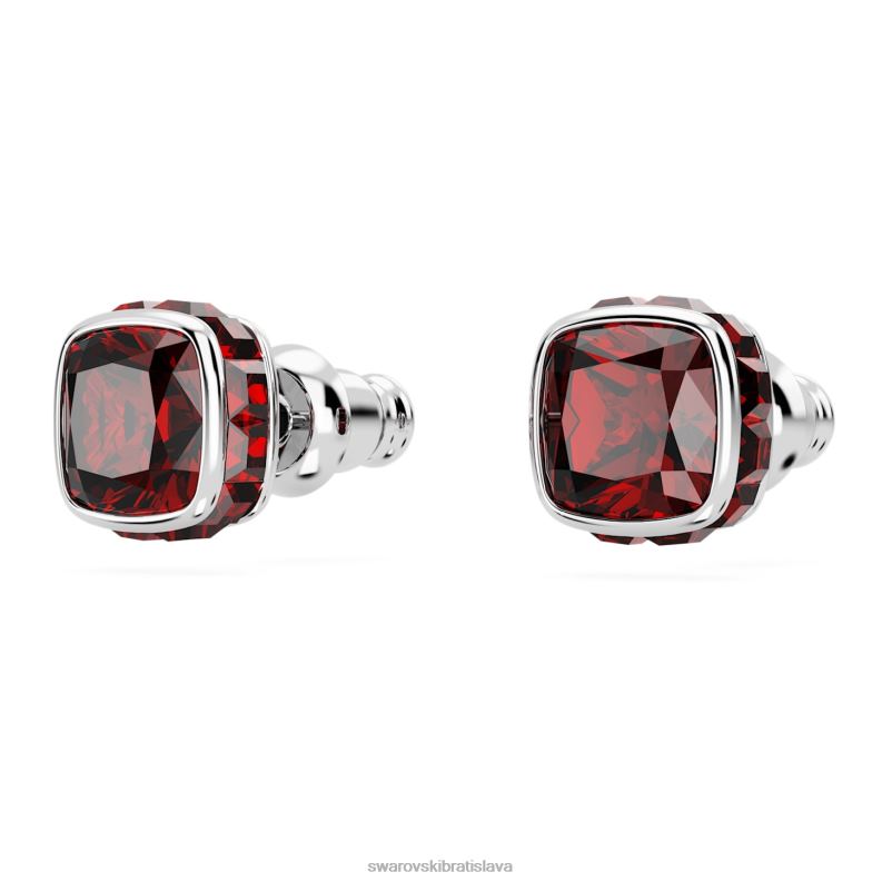 napichovacie náušnice štvorcového strihu január, červená, rhodiovaná B8ZNT734 Swarovski šperky