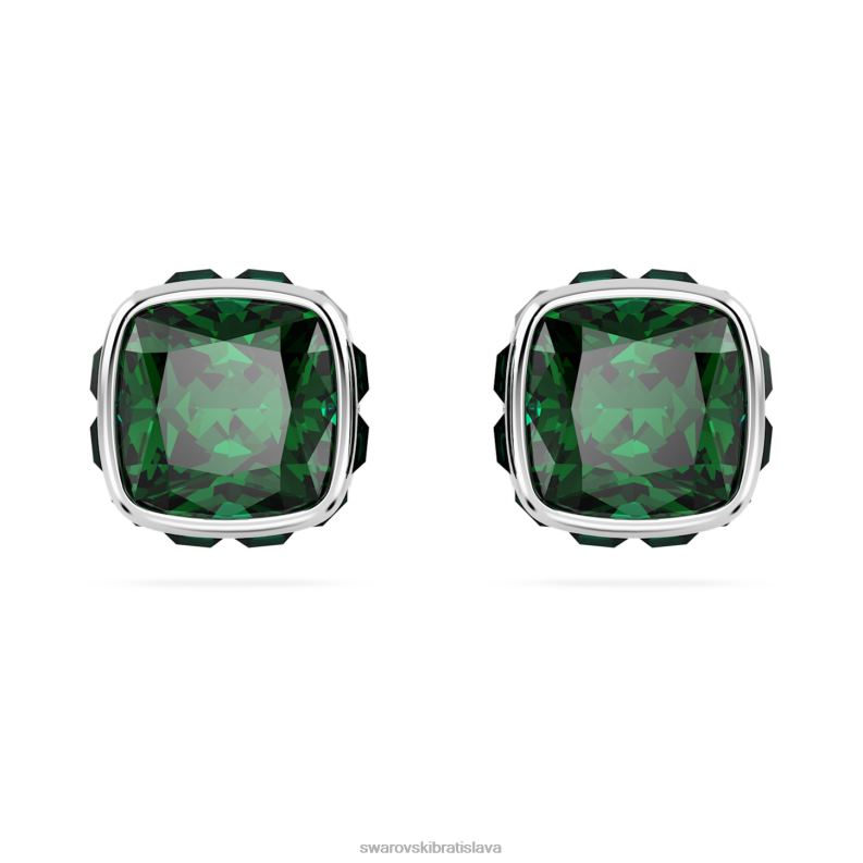 napichovacie náušnice štvorcového strihu májová, zelená, rhodiovaná B8ZNT731 Swarovski šperky