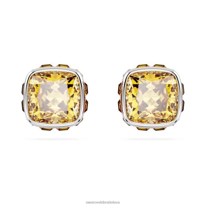 napichovacie náušnice štvorcového strihu november, žltá, rhodiovaná B8ZNT730 Swarovski šperky