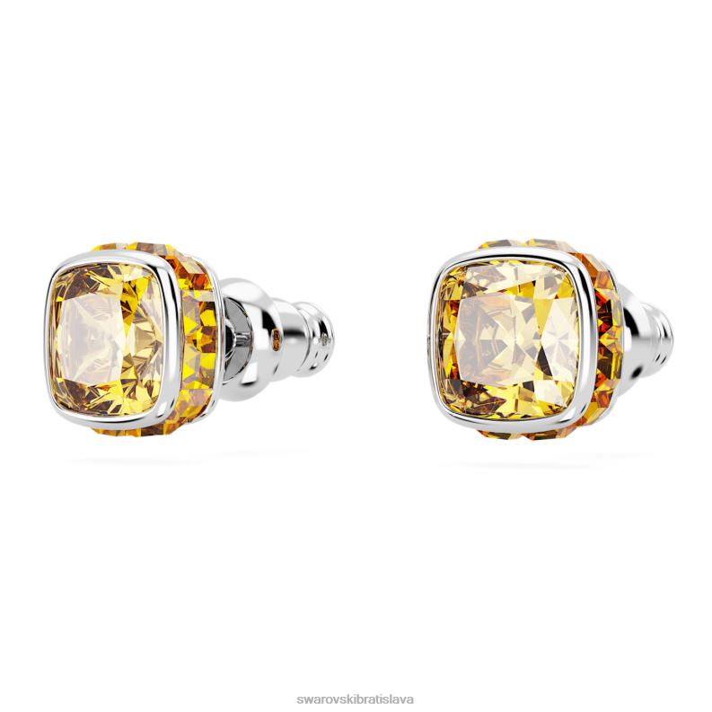 napichovacie náušnice štvorcového strihu november, žltá, rhodiovaná B8ZNT730 Swarovski šperky