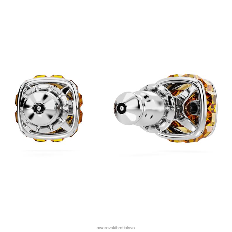 napichovacie náušnice štvorcového strihu november, žltá, rhodiovaná B8ZNT730 Swarovski šperky