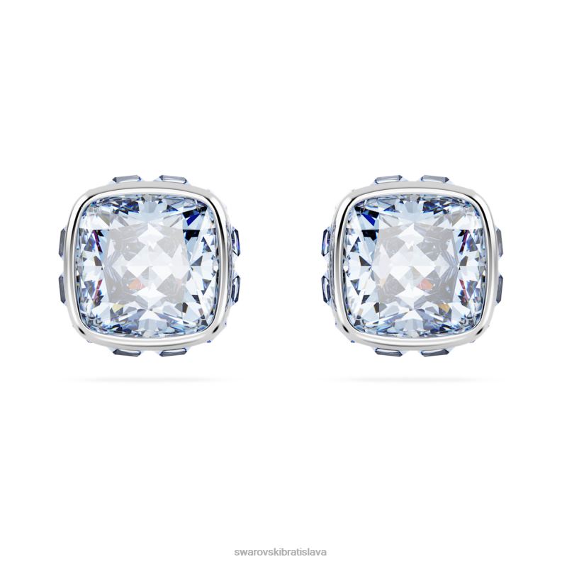 napichovacie náušnice štvorcového strihu pochodové, modré, rhodiované B8ZNT732 Swarovski šperky