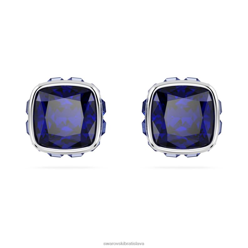 napichovacie náušnice štvorcového strihu september, modrá, rhodiovaná B8ZNT729 Swarovski šperky