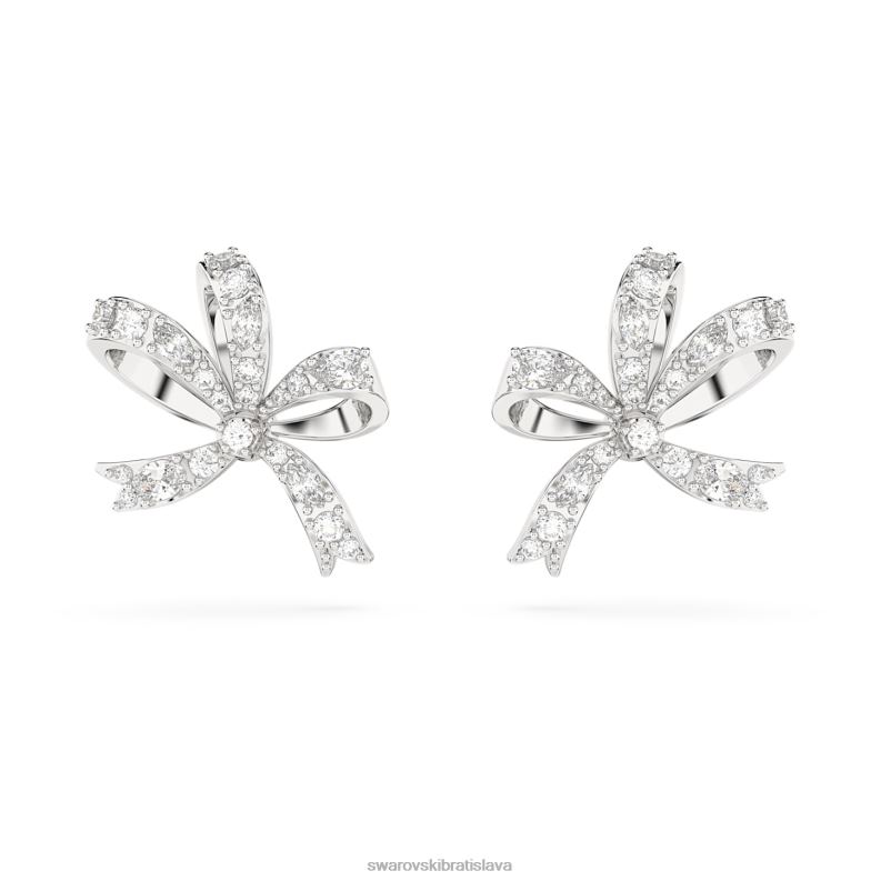 napichovacie náušnice volta mašlička, biela, rhodiovaná B8ZNT714 Swarovski šperky