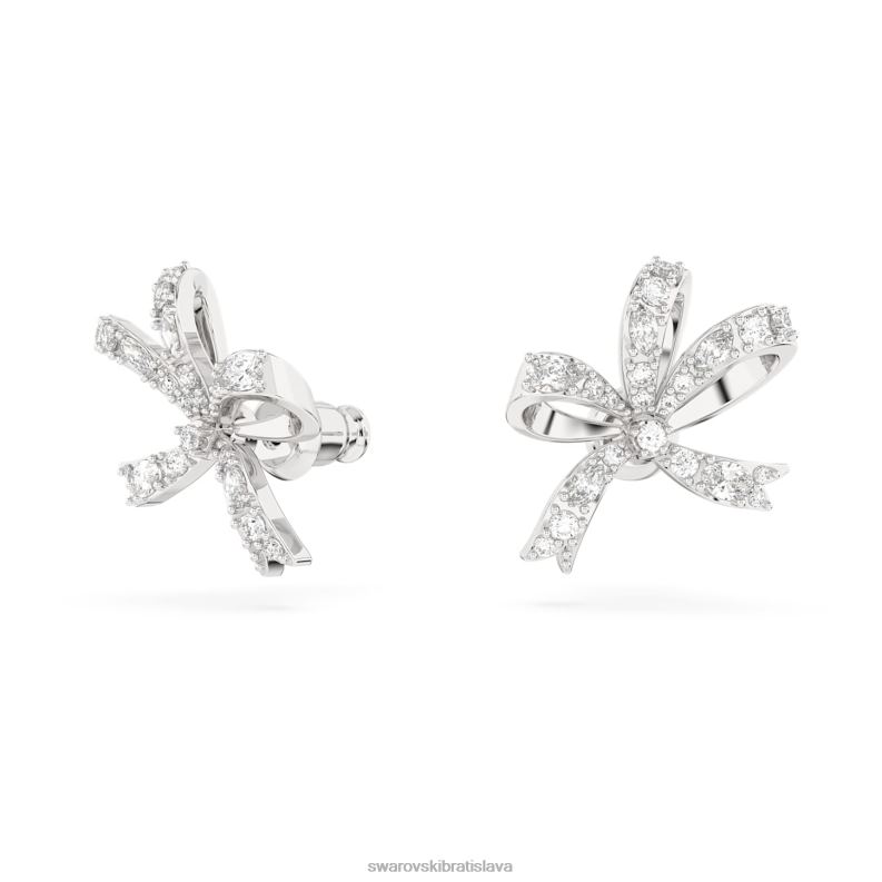 napichovacie náušnice volta mašlička, biela, rhodiovaná B8ZNT714 Swarovski šperky