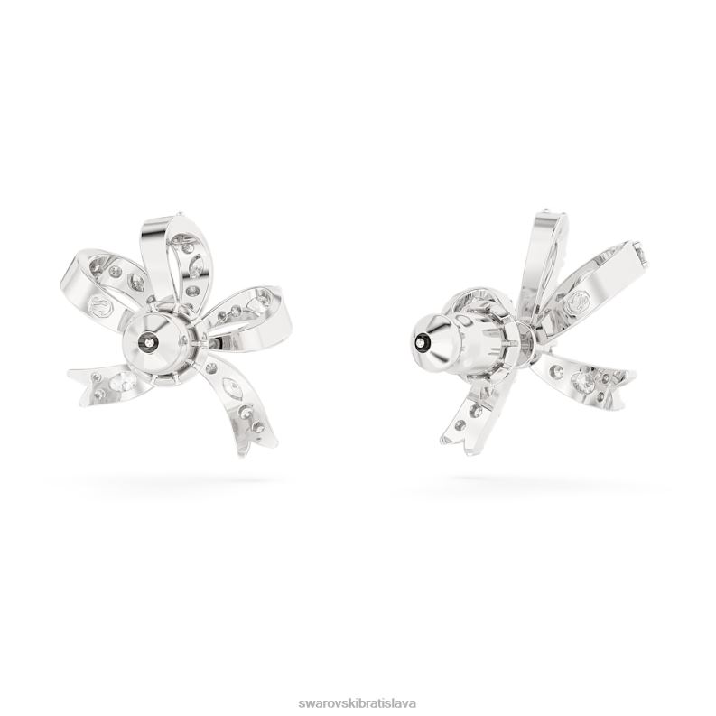napichovacie náušnice volta mašlička, biela, rhodiovaná B8ZNT714 Swarovski šperky