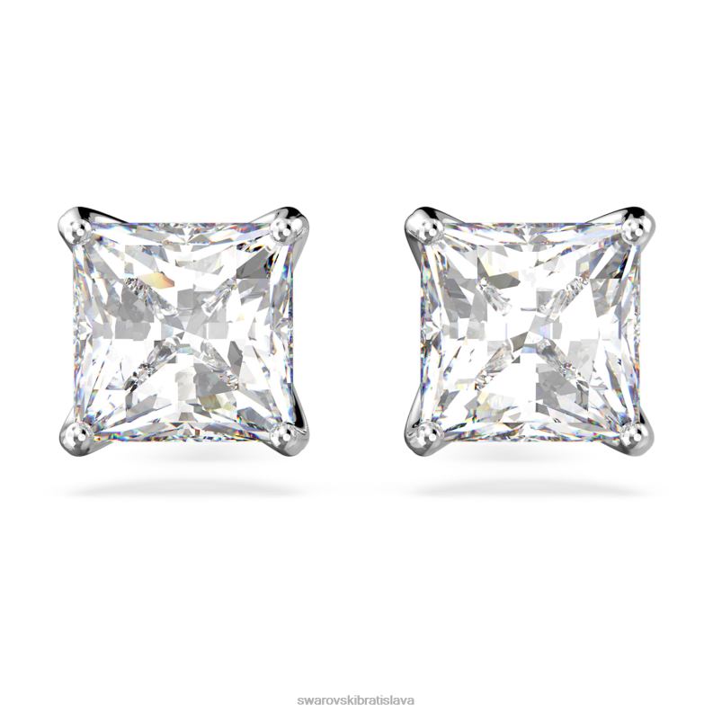 zaujmú napichovacie náušnice hranatý rez, biela, rhodiovaná B8ZNT657 Swarovski šperky