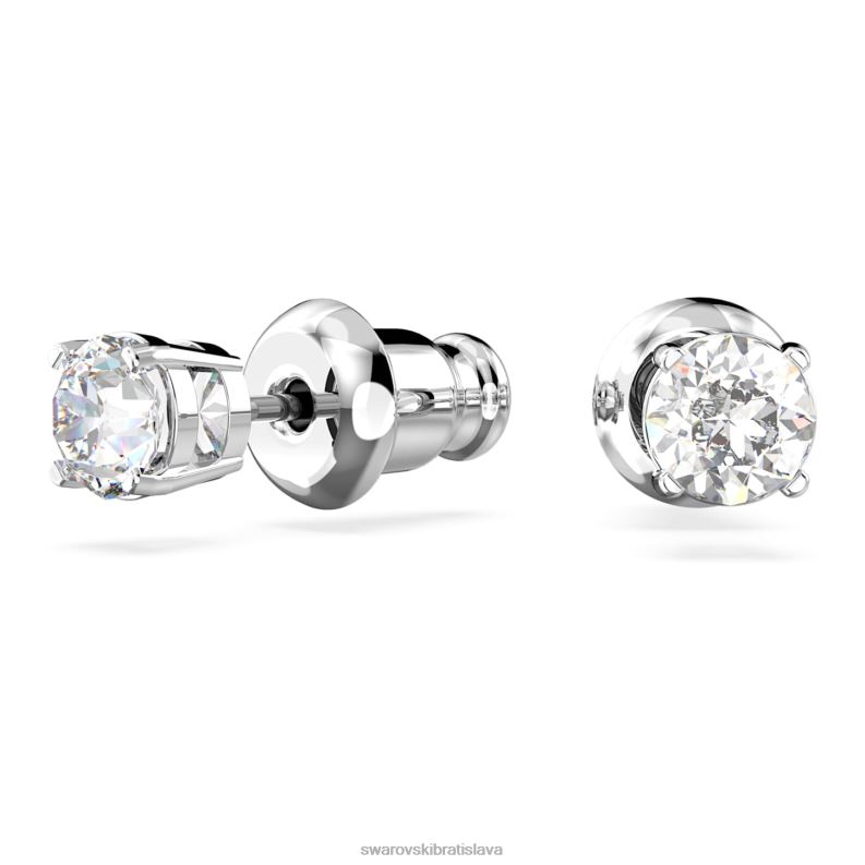 zaujmú napichovacie náušnice okrúhly výbrus, biely, rhodiovaný B8ZNT656 Swarovski šperky