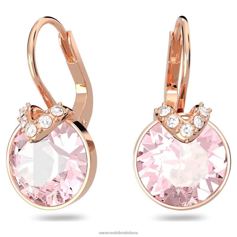 bella v visiace náušnice okrúhly strih, ružové, pozlátené ružovým zlatom B8ZNT761 Swarovski šperky
