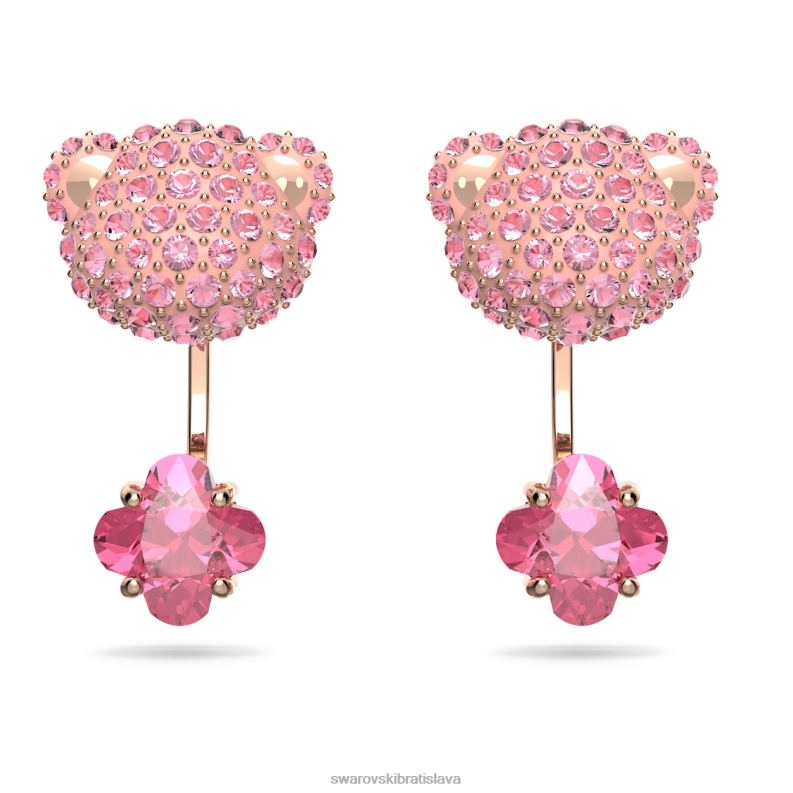 bundy s plyšovými náušnicami medvedík, ružový, pozlátený ružovým zlatom B8ZNT857 Swarovski šperky