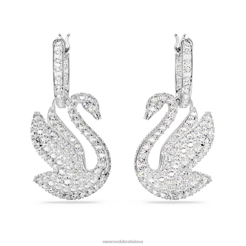 ikonické labutie náušnice labuť, biela, rhodiovaná B8ZNT810 Swarovski šperky