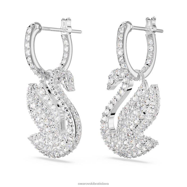 ikonické labutie náušnice labuť, biela, rhodiovaná B8ZNT810 Swarovski šperky