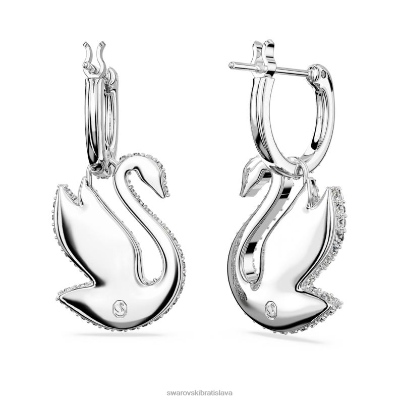 ikonické labutie náušnice labuť, biela, rhodiovaná B8ZNT810 Swarovski šperky