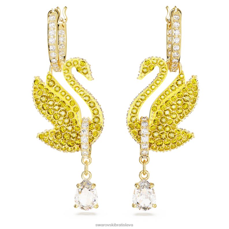 ikonické labutie náušnice labuť, žltá, pozlátená B8ZNT807 Swarovski šperky