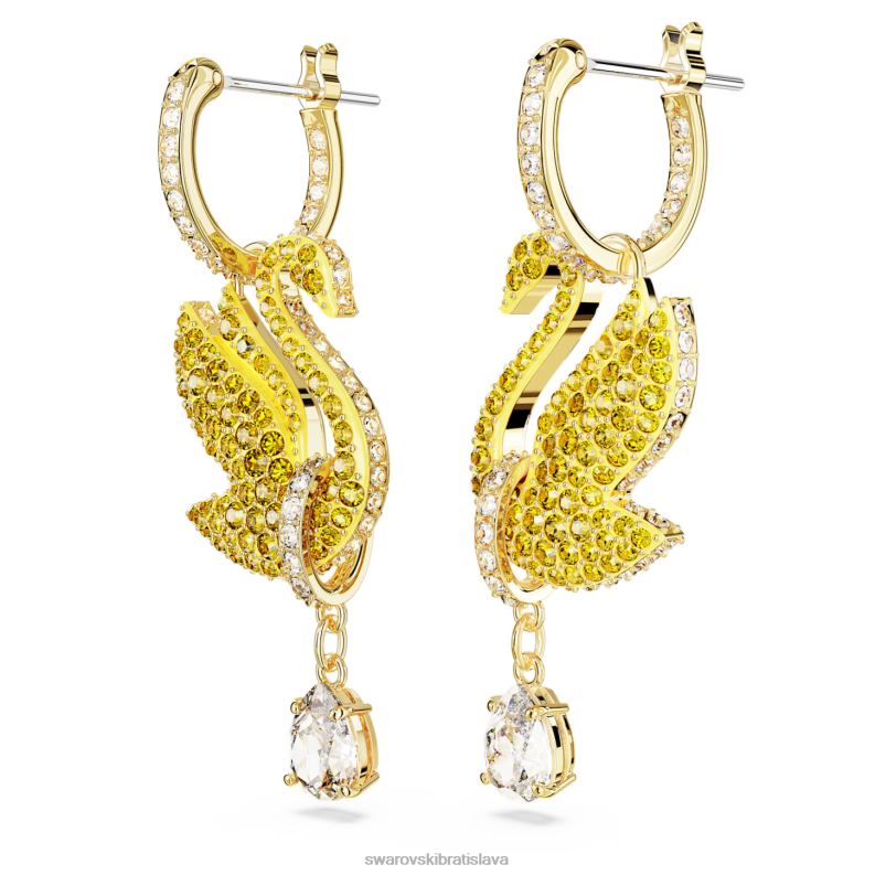 ikonické labutie náušnice labuť, žltá, pozlátená B8ZNT807 Swarovski šperky