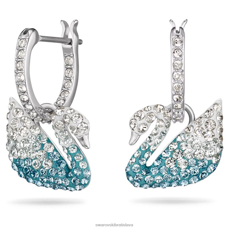 ikonické labutie náušnice labuť, modrá, rhodiovaná B8ZNT783 Swarovski šperky