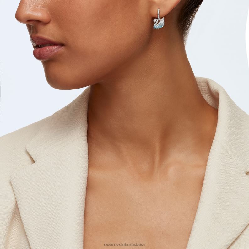 ikonické labutie náušnice labuť, modrá, rhodiovaná B8ZNT783 Swarovski šperky