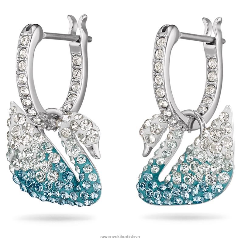 ikonické labutie náušnice labuť, modrá, rhodiovaná B8ZNT783 Swarovski šperky