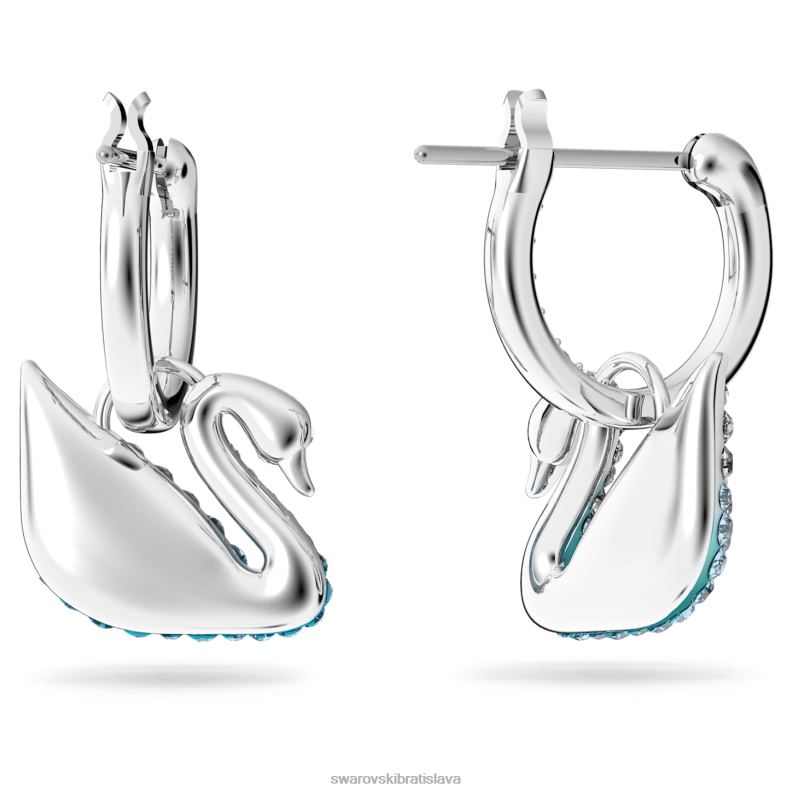 ikonické labutie náušnice labuť, modrá, rhodiovaná B8ZNT783 Swarovski šperky