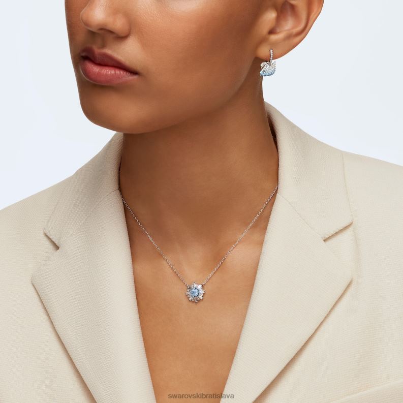 ikonické labutie náušnice labuť, modrá, rhodiovaná B8ZNT783 Swarovski šperky
