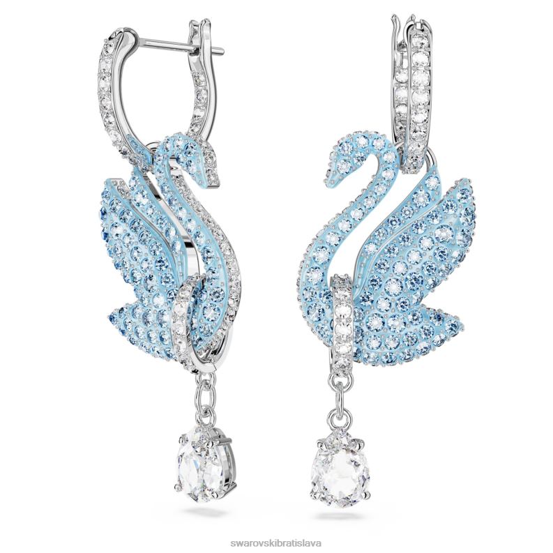ikonické labutie náušnice labuť, modrá, rhodiovaná B8ZNT835 Swarovski šperky