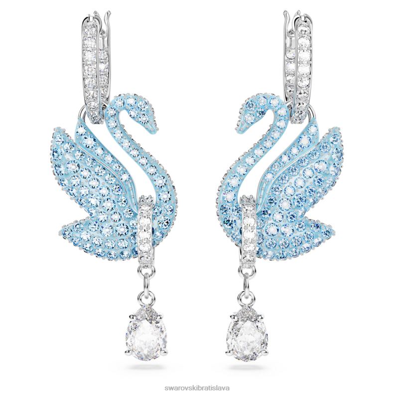 ikonické labutie náušnice labuť, modrá, rhodiovaná B8ZNT835 Swarovski šperky