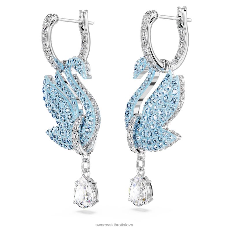 ikonické labutie náušnice labuť, modrá, rhodiovaná B8ZNT835 Swarovski šperky