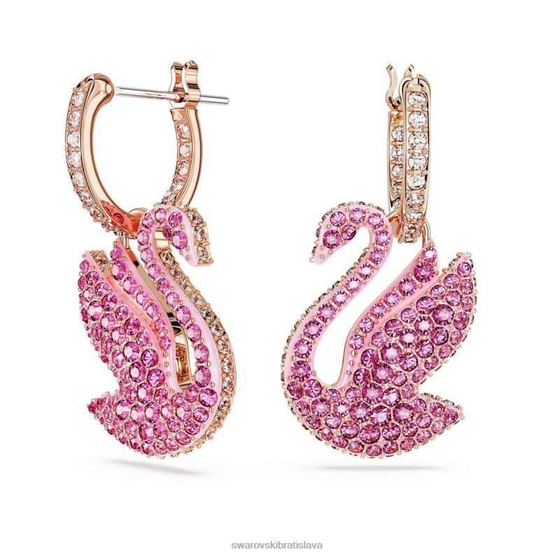 ikonické labutie náušnice labuť, ružové, pozlátené ružovým zlatom B8ZNT812 Swarovski šperky